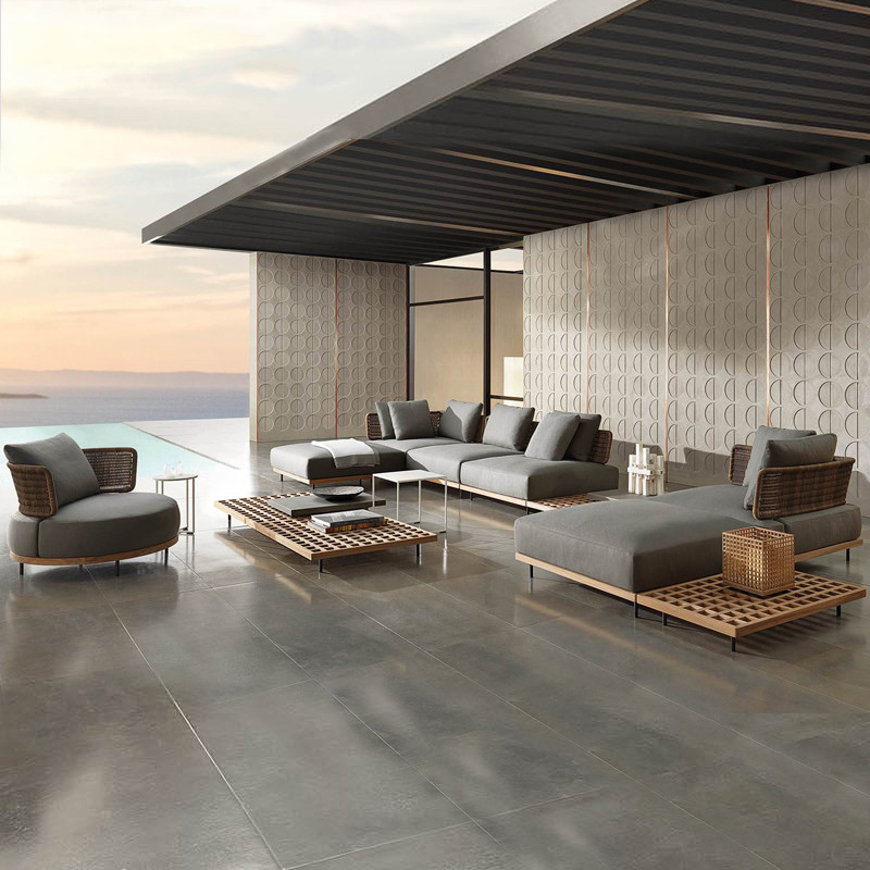 Nordic Outdoor Teakwood CourtyVilla Living Room Single Virgin Furniture Garden Corner Double Virgin