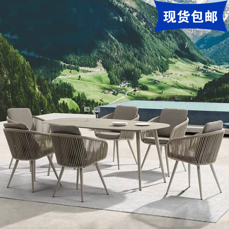 Outdoor table and chairs Three sets Nordic patio cafeterias dining table and chairs balcony rattan chairs small tea table combined rattan furniture-Taobao
