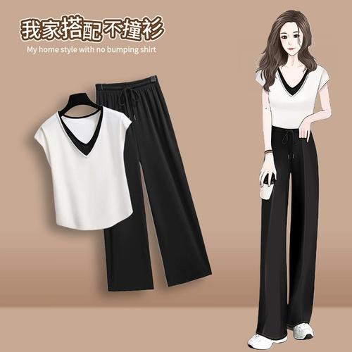 Дизайнерский трикотажный свитер, штаны, комплект, тренд сезона, эластичная талия