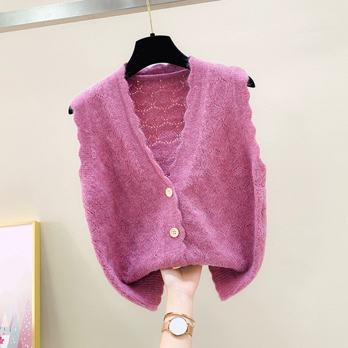 Свежая булавка без рукавов, демисезонный жилет, майка топ, кардиган, свитер, оверсайз