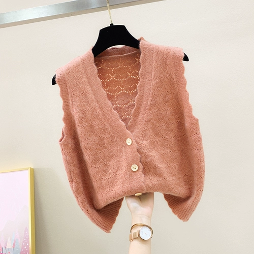 Свежая булавка без рукавов, демисезонный жилет, майка топ, кардиган, свитер, оверсайз