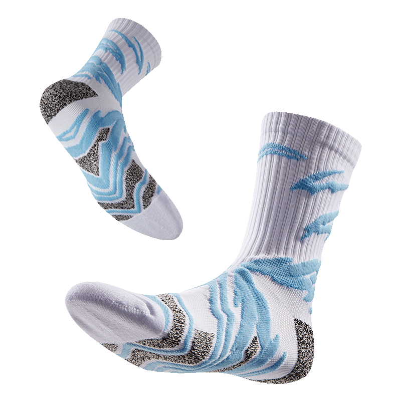 
Vital movement practical basketball socks cross sea towel bottom elite sports socks men and women blue ball training medium long tube high-end
