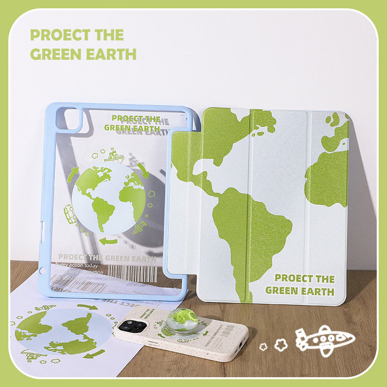 Green Earth iPad protective suit 2021 3-fold 11-inch Pro flat shell 10 2 Apple Air5 for 2020