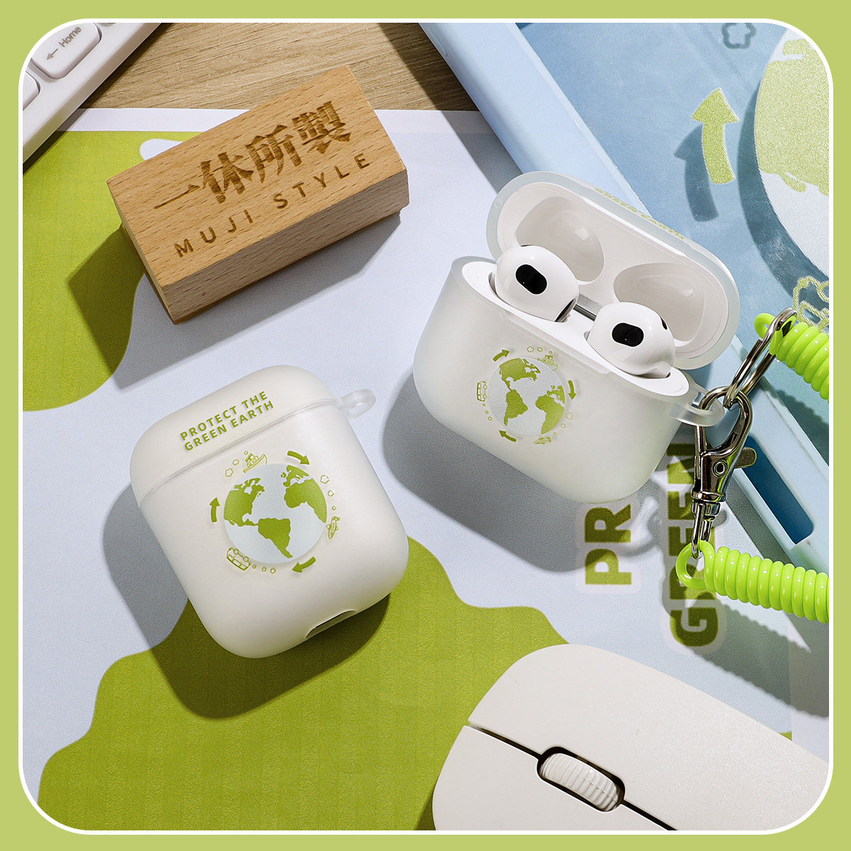 Green Earth Apple airpods3 protective sleeve pro headphone shell Applicable airpods shell 2 dippods new 3