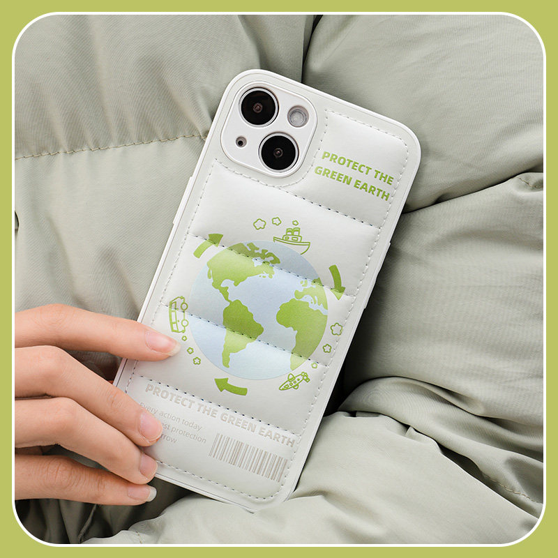 Green Earth iPhone 13 promax protective sleeve 11 Apple 12 phone case xs down jacket for new models