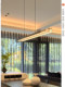 Italian Modern Minimalist Linear Dining Room Chandelier, Creative Designer Style, Villa Island Bar Art Strip Light