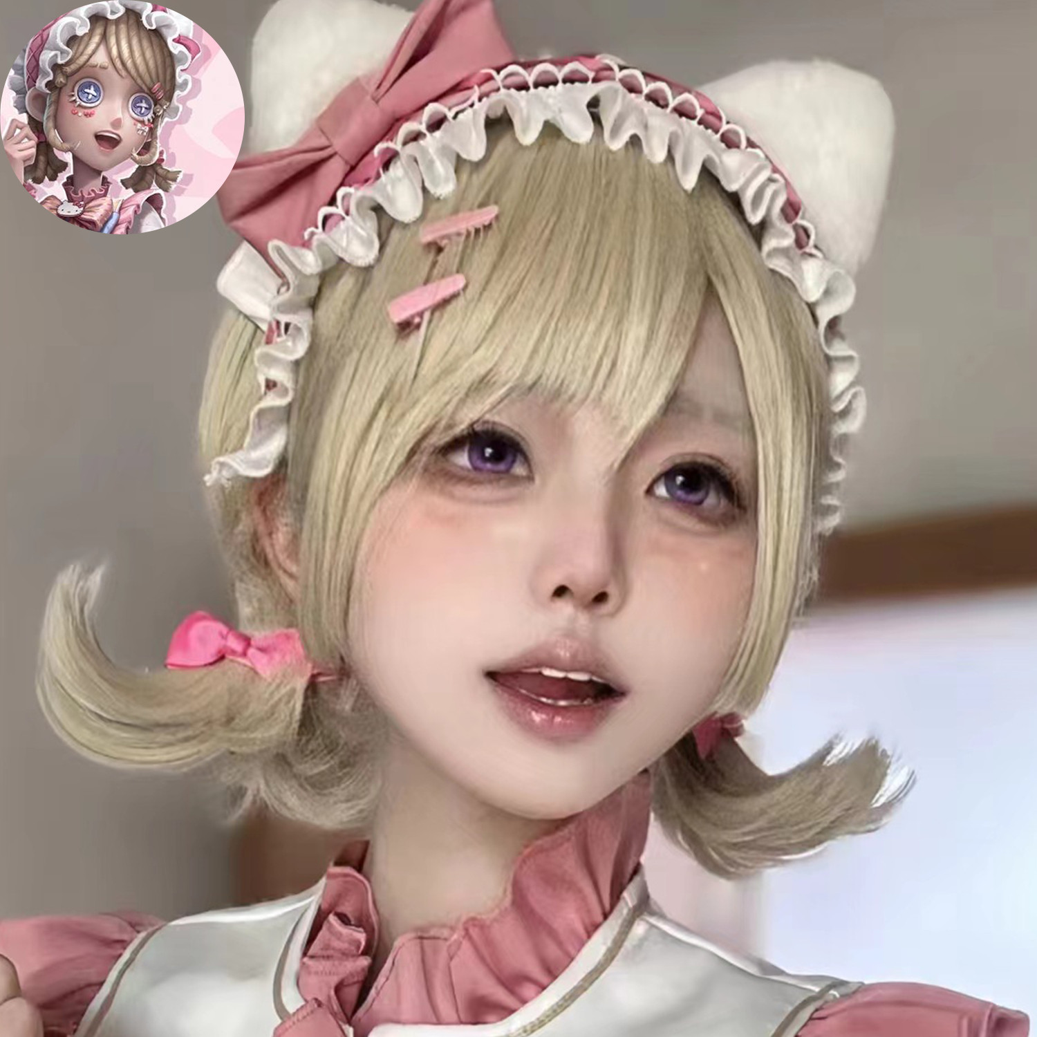 假毛园丁三丽鸥联动波波头cos可爱萝莉空气刘海二次元双丸子全头_COSPLAY配件_淘宝游戏网