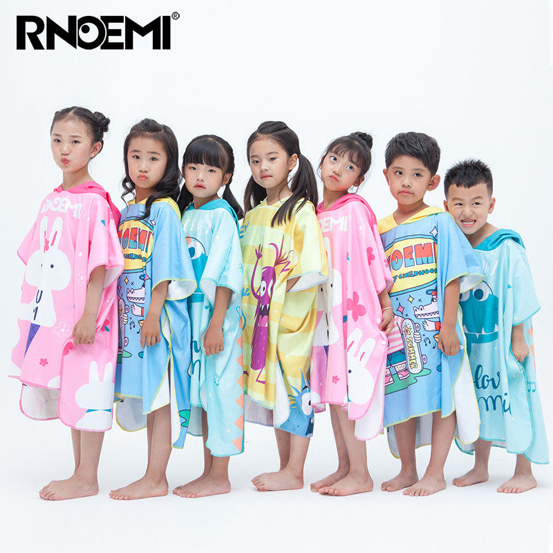 Children's bathrobe swimming bath towel hooded cloak baby absorbs water quick dry men and women big boy seaside beach towel hot spring