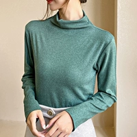 Зеленый, высокий воротник