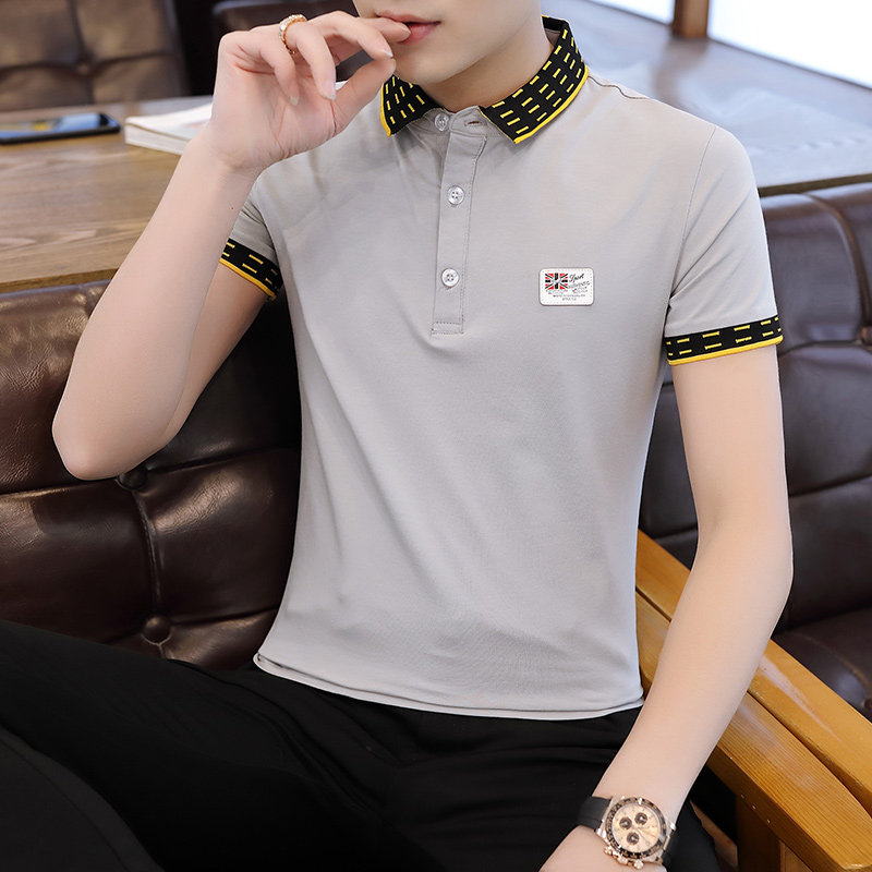 official website flagship store 2021 spring new item lapel collar men's short-sleeved t-shirt collar slim Polo top dad