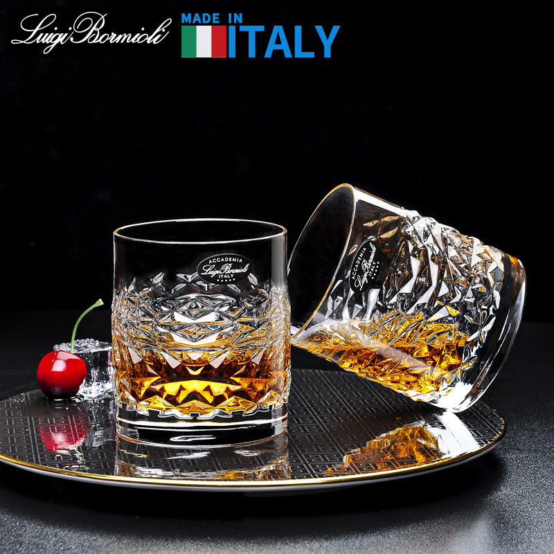 LUIGI imported crystal glass retro carved whisky glass liquor foreign wine glass water glass drink cup