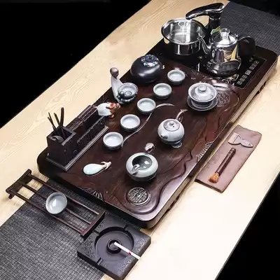 Rock art ebony tea tray kung fu tea set home office high-grade simple solid wood tea table tea sea living room