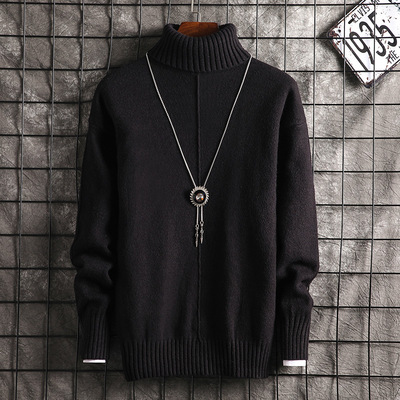 冬季男士加绒毛衣中高领2019冬装针织衫