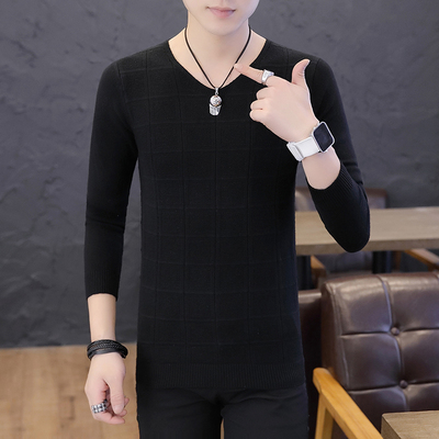 男士新款V领休闲百搭毛衣秋