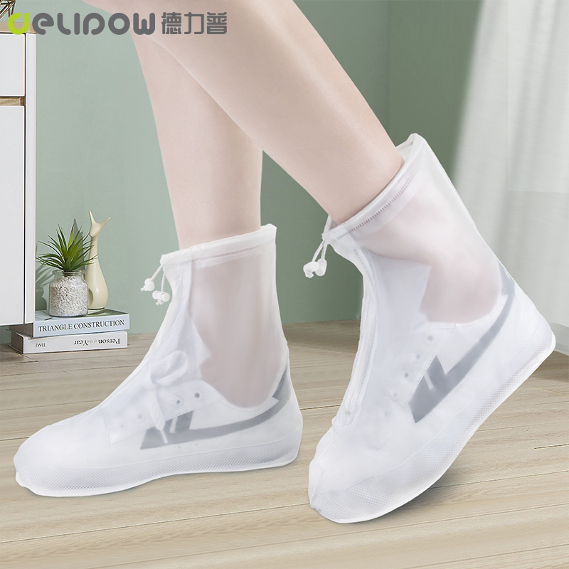 Rain boot cover mid-tube waterproof non-slip transparent silicone adult thickening men and women summer protection wear-resistant children's rain boots foot cover