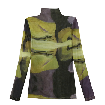 Positioning contrast color mesh bottoming shirt high-end top