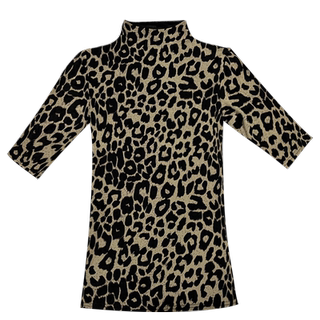 春夏半高领网纱打底衫女半袖秋冬内搭短袖T恤修身豹纹洋气小衫潮