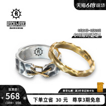 Sky Cat Limited] ROCKRIDE Shuttle ring pure silver plated 18k gold mens tidal womens small crowdsourced design sense personality