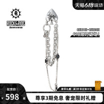 22 years new] ROCKRIDE Black Peach Rider Ear Pendant Pure Silver Earrings Womans Long Masculiny Superior sense