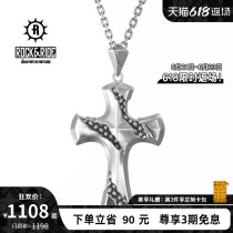 22 years new] ROCKRIDE Rift Cross Pendant 925 Pure Silver Men Necklace Small Crowddesign Tide Cards