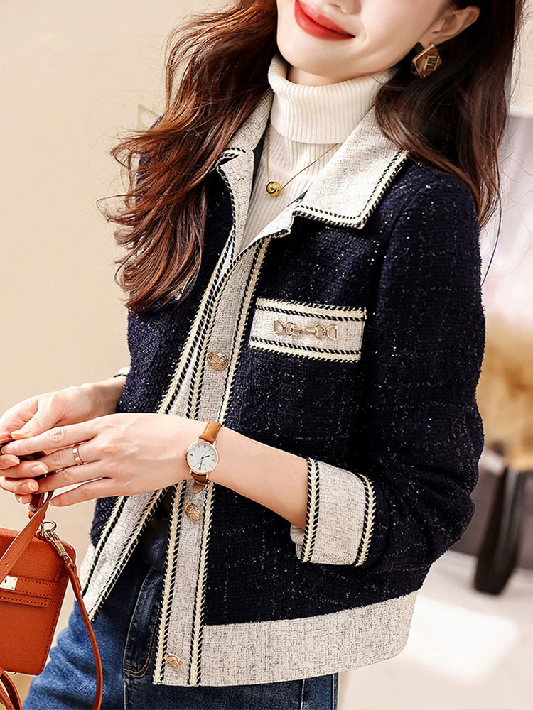 Осень короткая модная шерстяная куртка, стиль Chanel, городской стиль, западный стиль, высококачественный стиль