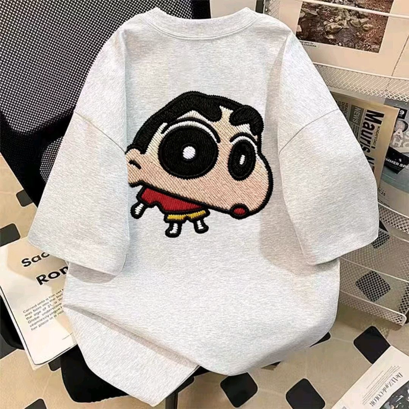 Nasa Pure Cotton Heavyweight Short-Sleeve National Trend Cartoon Imitation Embroidery Craft Print Trendy Brand New Couple Loose Top Nasa Pure Cotton Heavyweight Short-Sleeve National Trend Cartoon Imitation Embroidery Craft Print Trendy Brand New Couple Loose Top