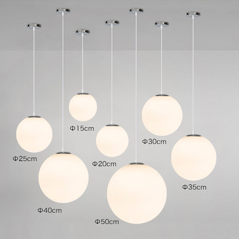 Creative Modern Minimalist White Spherical Glass Aisle Chandelier Nordic Shop Commercial Cream Style Bar Counter Lighting