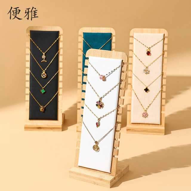 Benya ໄມ້ໄຜ່ detachable ສາຍຄໍສະແດງ stand clavicle chain jewelry hanger necklace display shooting live broadcast props shelf