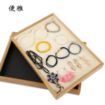 Elegant Bamboo Wood Jewelry Display Tray Ornament Containing Tray Counter Display Large Flat Disc Watch Bracelet Disc