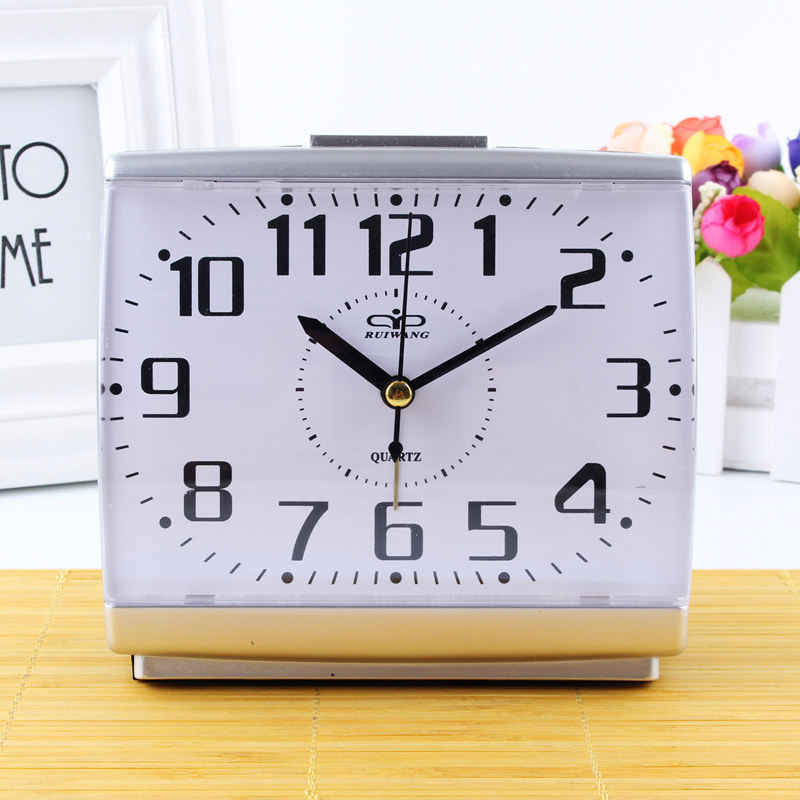 Brief silent night light alarm for students with desktop bedside bedroom night light alarm bells old man special big word clock