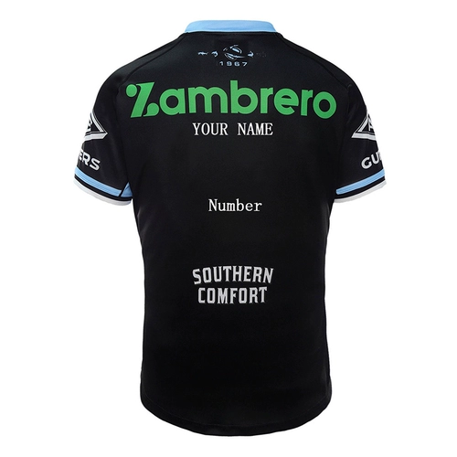 22nrl Австралийский акул лорд -лорда в гостях с коротким -усыпленным оливковым джерси