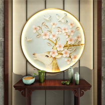 Light luxury home large round entrance decorative painting Corridor corridor background wall Living room wall decoration mural hanging painting high-grade deer