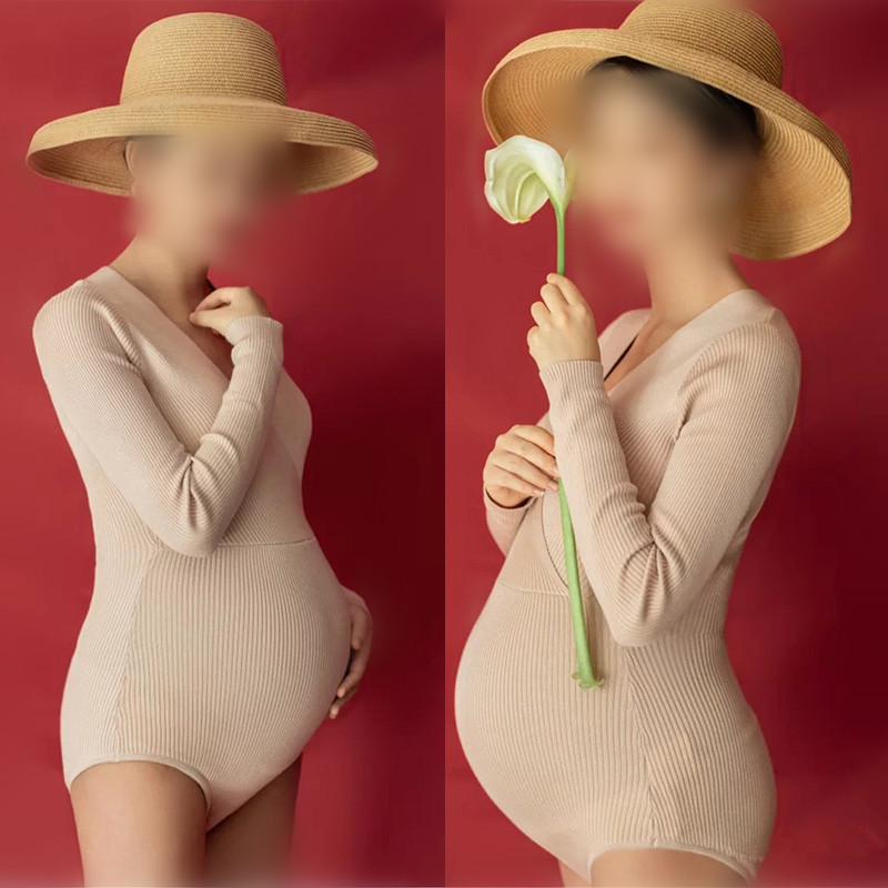 New Photography Clothing Pregnant Woman Private Room Photo Surrogacy Mommy Writing True Sexy V Collar Sexy Knit Pregnant Woman Photos