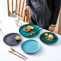 Nordic Ceramic Steak Dinner Plate Home Dish Plate Creative Breakfast Tray Trays Mesh Red Ins Sauces Light Lavish Cutlery