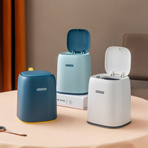 Desktop Trash Can Home Living Room Small press Basket With Lid Creative On-board Bedroom Bedside Cute Containing Bucket