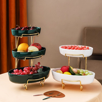 Creative Multilayer Fruit Tray Light Lavish Luxury Candy Tray Living Room Tea Table Ceramic Dried Fruit Tray Home Fruit Tray Hem