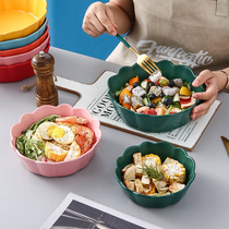 Creative Ceramic Bowls Nets Red Snacks Bowls Fruit Bowls Light Lavish Salads Bowls Home Ovens Pan Personality Ceramic Cutlery