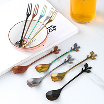 Light extravagant child cute with sweet coffee spoon Creative dessert fruit fork Nordic style Stainless Steel Stirring Spoon