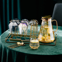 Nordic Cold Water Pot Home Glass Kettle Cool Water Cup Suit Light Lavish Large Capacity Cool Water Pot Thickened Heat Resistant Cup