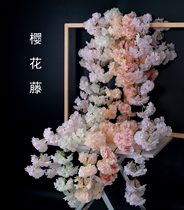 Wedding wedding flower encrypted colorful cherry blossom rattan air conditioning pipe ceiling decoration simulation flower wall pendant cover