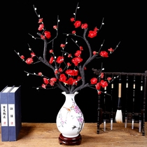 Single simulation plum blossom plum fake flower flower vase flower arrangement home decoration Chinese pastoral ornaments