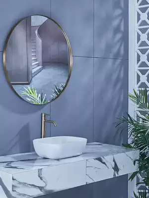 Bathroom mirror round Wall Wall cosmetic mirror light luxury wash table decorative mirror wash table stainless steel dressing room mirror
