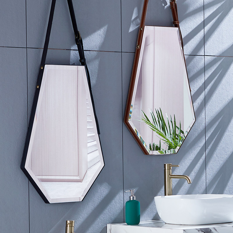 Nordic Hexagon Belt Bathroom Mirror Hanging Wall Rhombus Bathroom Wall Trim Mirror Makeup room Cosmetic Mirror