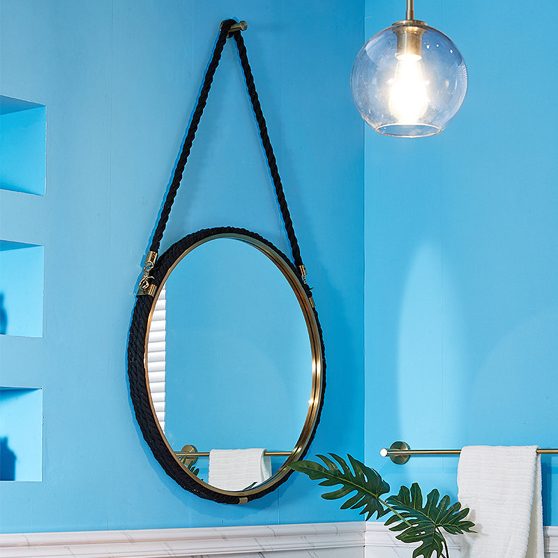 Neoclassical stainless steel bathroom mirror dining room Like Board Linen Rope harness Decorative Mirror Bathroom Makeup Table mirror