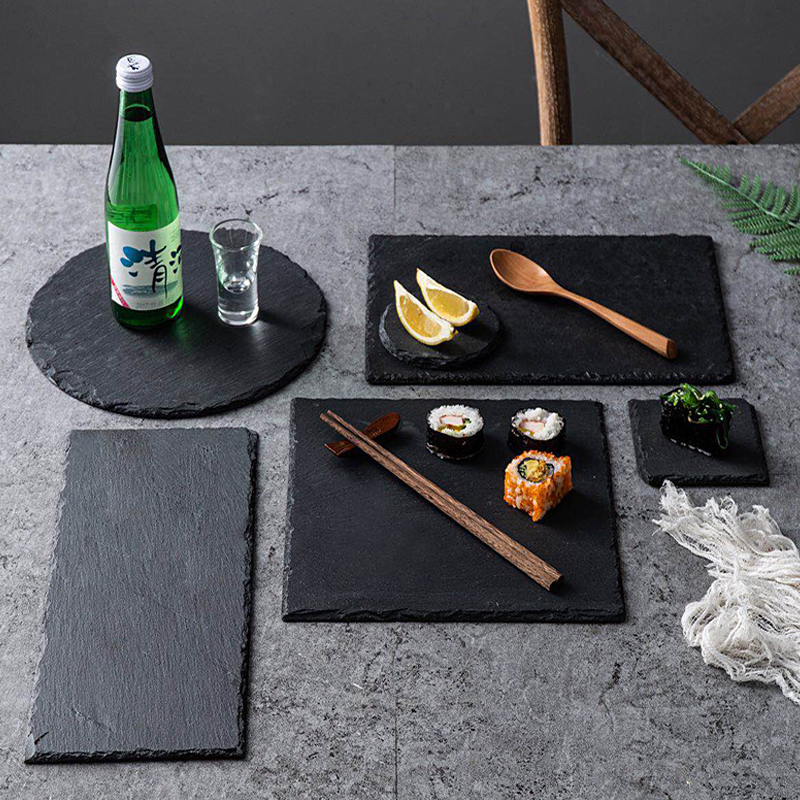 Natural black SLATE plate of cheese steak rock SLATE plate plate plate Japanese sushi tableware stone plates