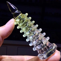 Pure natural seven-layer citrine Wenchang Tower 89*26mm Crystal weight: 57 28 grams