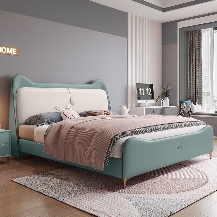 Modern minimalist technology fabric bed 1 8m 1 5m children's princess bed leather bed 1 2m 1 35m solid wood bed