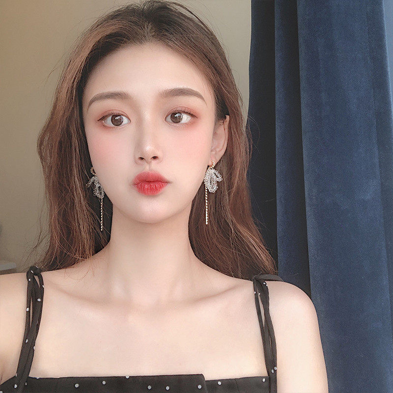 Crystal long earrings women's summer designer bridesmaid earrings tassel design sense earrings 2022 new trend