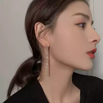 A lifetime of ear refining temperament advanced sense earrings summer diamond tassel face thin earrings New 2021 explosive models