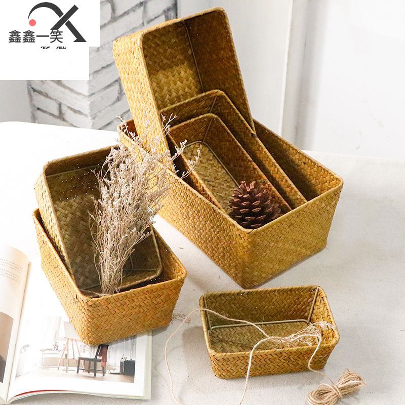 Sea Grass Woven Containing Basket Vines Choreographye Choreographye Choreographye-contained basket Desktop Small Number of rectangular fields